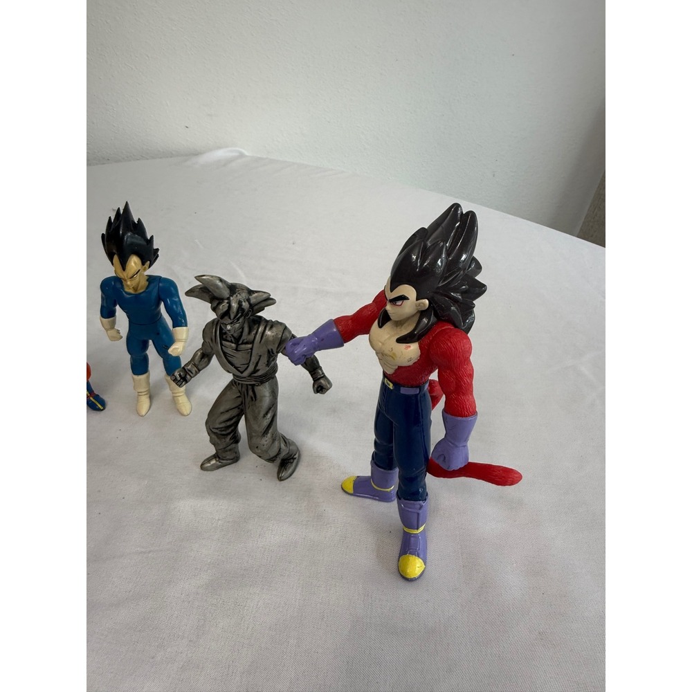 Dragon Ball Z Action Figure Lot Super Saiyan Goku Vegeta SS4 Silver Tone 6pc - Picture 2 of 6